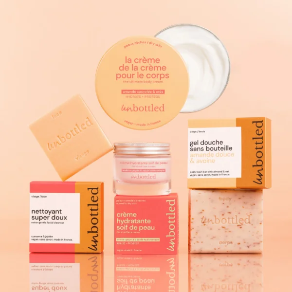 Solid skincare products from the brand Unbottled